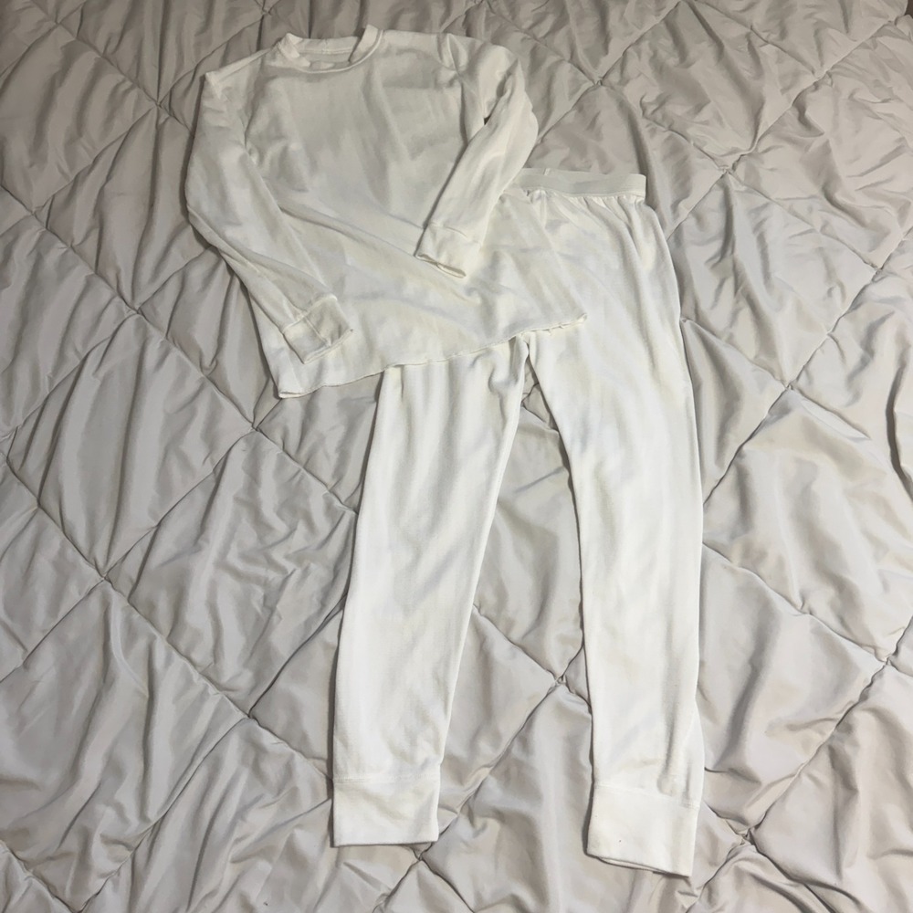 Polarmax Base Layer Set Youth Large White Thermal Shirt Pants Acclimate Dry